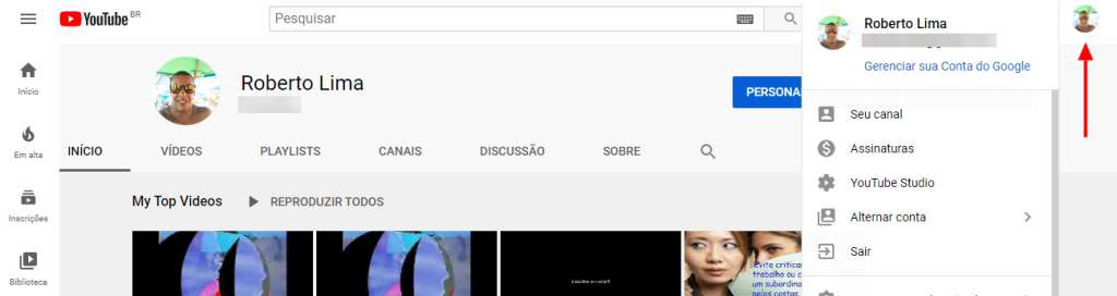 Ver meus canais do Youtube